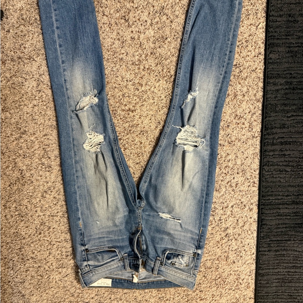 rag & bone Light Blue Distressed Skinny Jeans